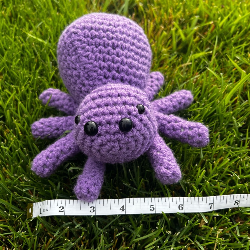 Hand Crocheted Lucas the Purple Little Spider Stuffed Animal Halloween Decor! - Picture 4 of 10
